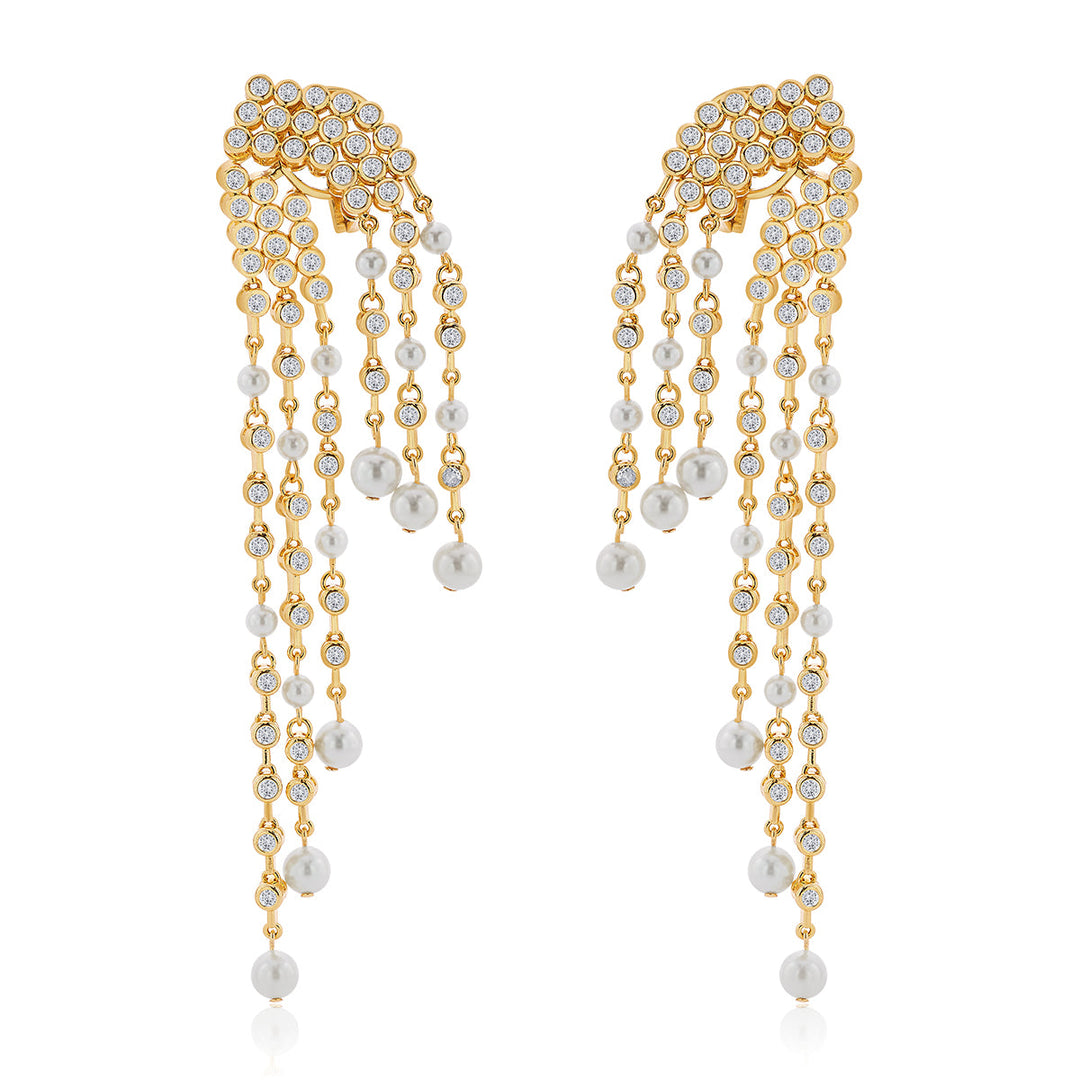 Amara Waterfall Pearl Earrings - Isharya | Modern Indian Jewelry