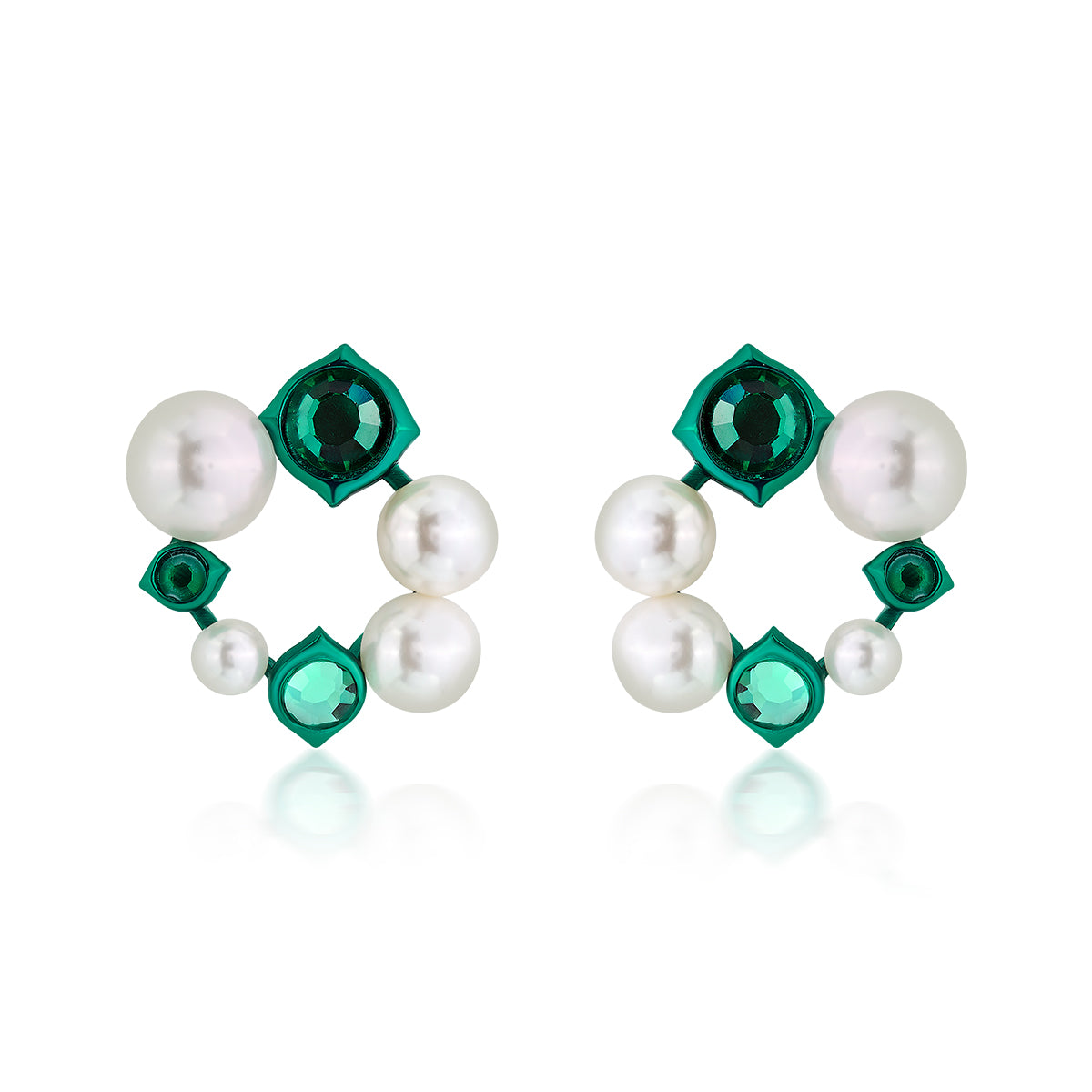 Zeenat Green Quartz Pearl Earrings