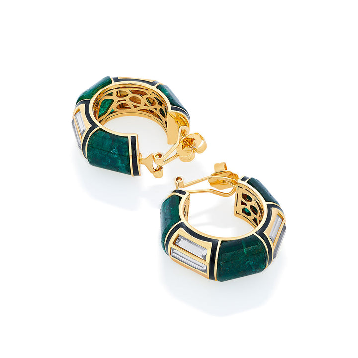 Razia Green Quartz Mirror Hoop Earrings