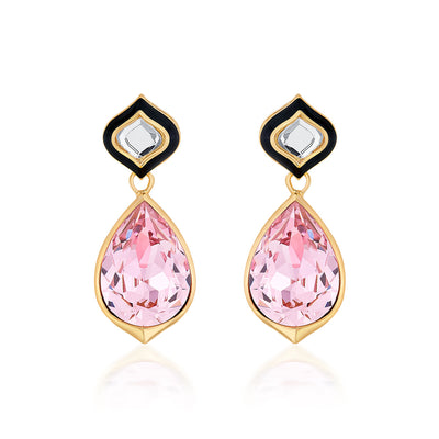 Meher Pink Crystal Earrings - Isharya | Modern Indian Jewelry