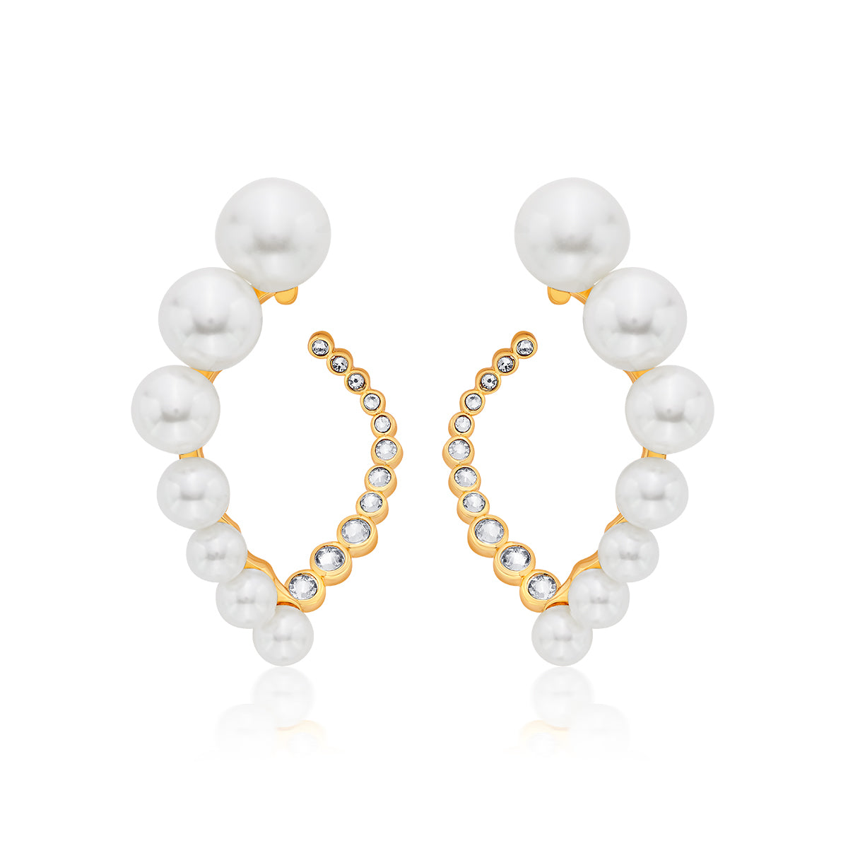 Amara CZ Pearl Harp Earrings