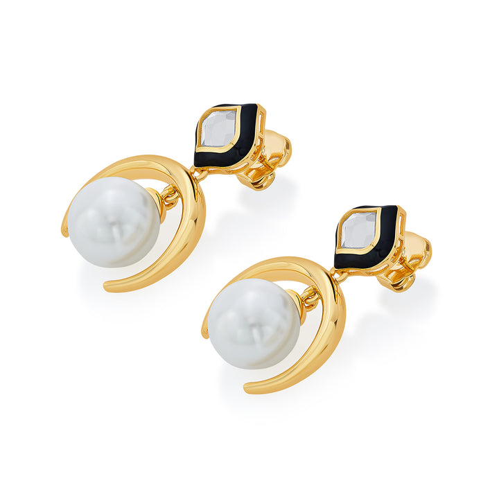 Amina Half Moon Pearl Earrings