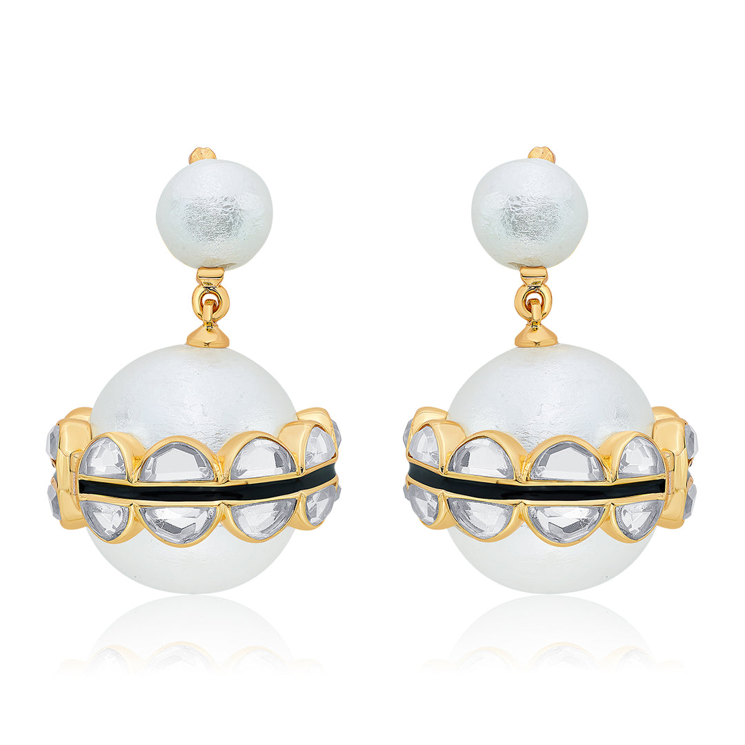 Amara Mirror Pearl Duo Drop Earrings