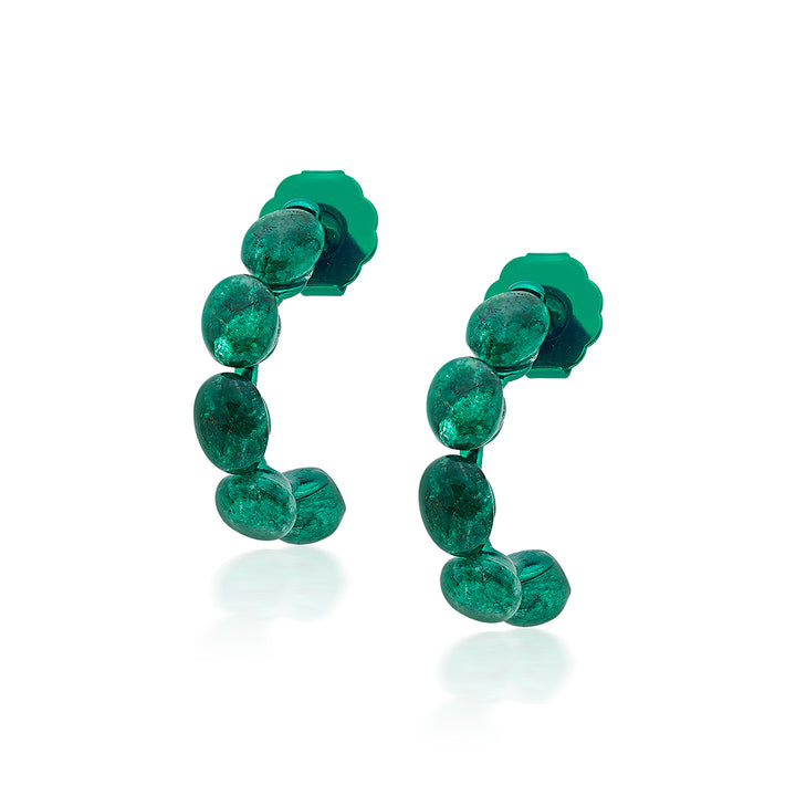 Sultana Green Quartz Hoop Earrings