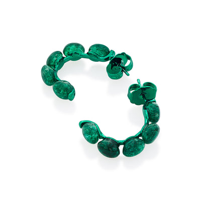 Sultana Green Quartz Hoop Earrings