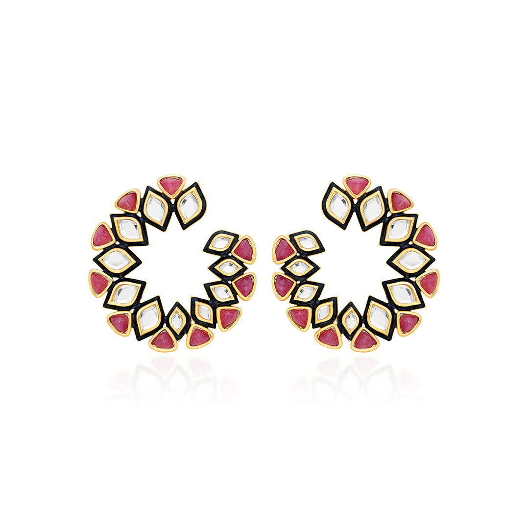 Begum Haute Pink Orange Peel Earrings - Isharya | Modern Indian Jewelry