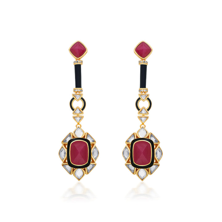 Begum Haute Pink Drop Earrings - Isharya | Modern Indian Jewelry