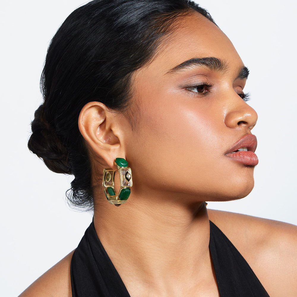 Begum Haute Evergreen Two Tone Hoops - Isharya | Modern Indian Jewelry