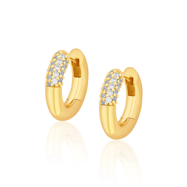 Sparkle CZ Chubby Hoop Earrings - Isharya | Modern Indian Jewelry