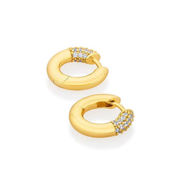 Sparkle CZ Chubby Hoop Earrings - Isharya | Modern Indian Jewelry