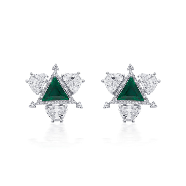 Atlantis 925 Silver Emerald Hydro Earrings - Isharya | Modern Indian Jewelry