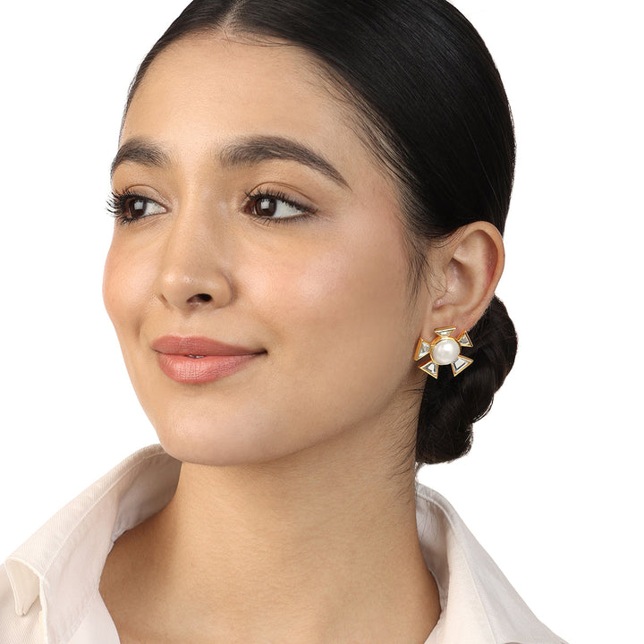 Perla Mirror Stud Earrings