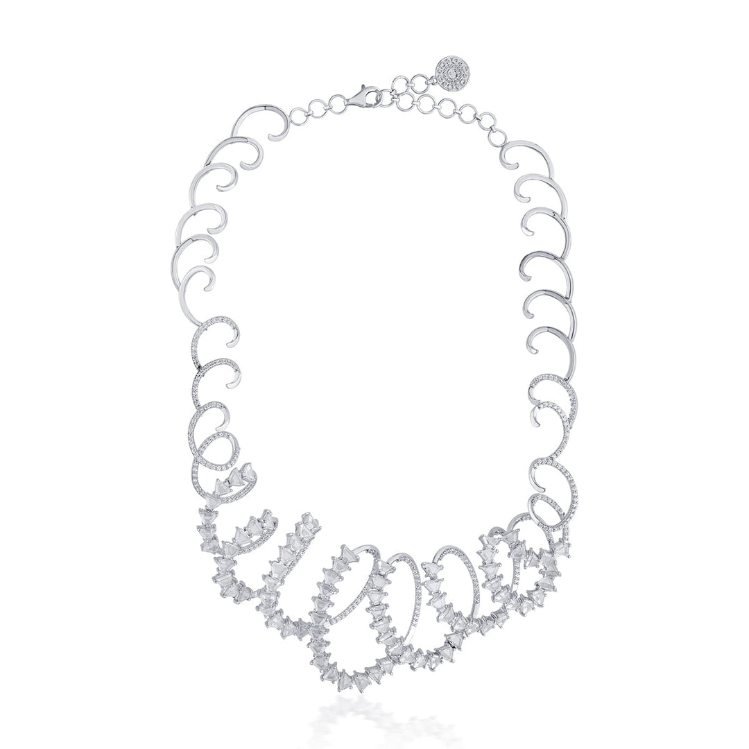 Kyoto 925 Silver Spiral Rève Crystal Necklace - Isharya | Modern Indian Jewelry