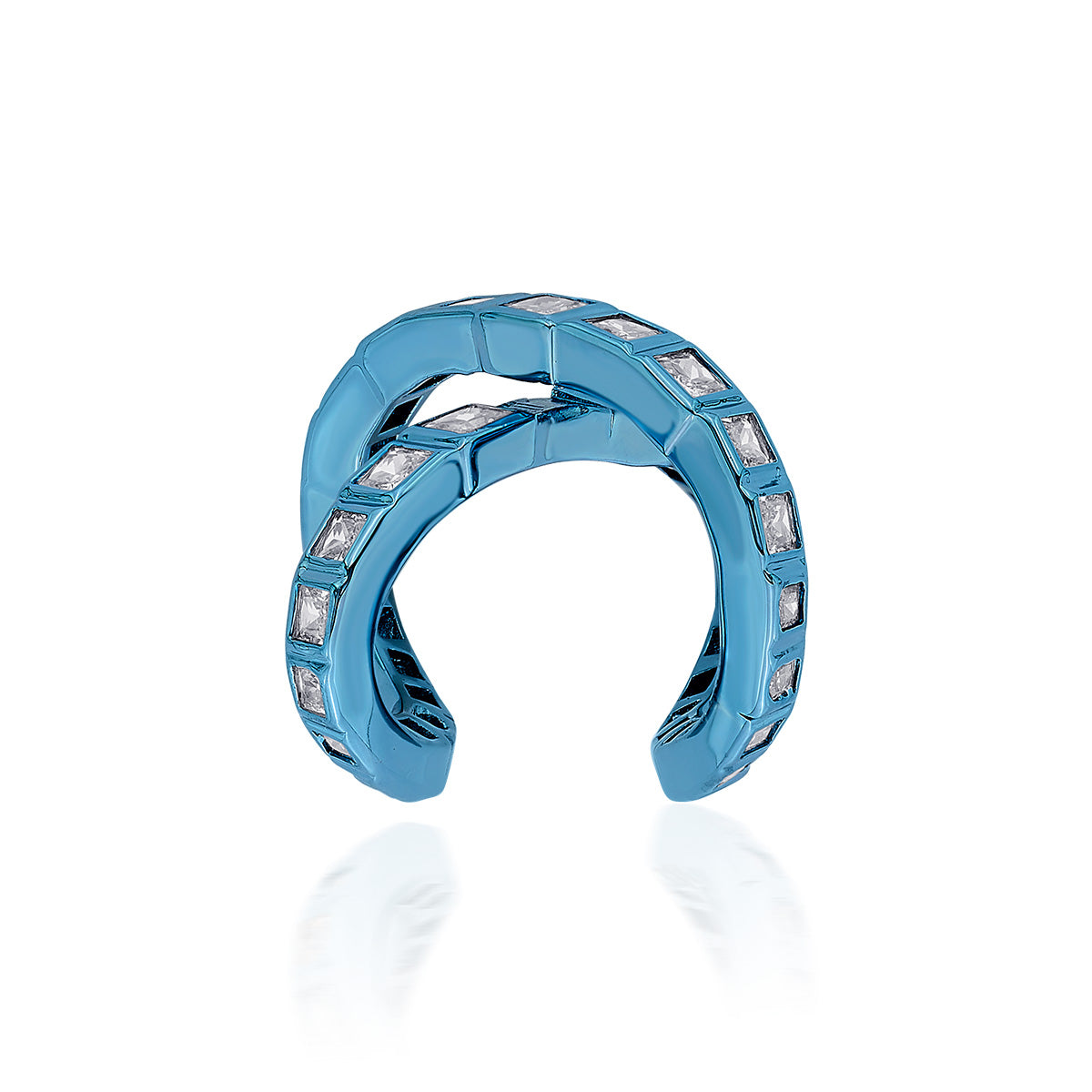 Aqua Blue Cross Ring - Isharya | Modern Indian Jewelry