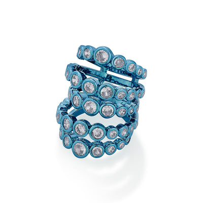 Aqua Blue  Quintuple Ring - Isharya | Modern Indian Jewelry