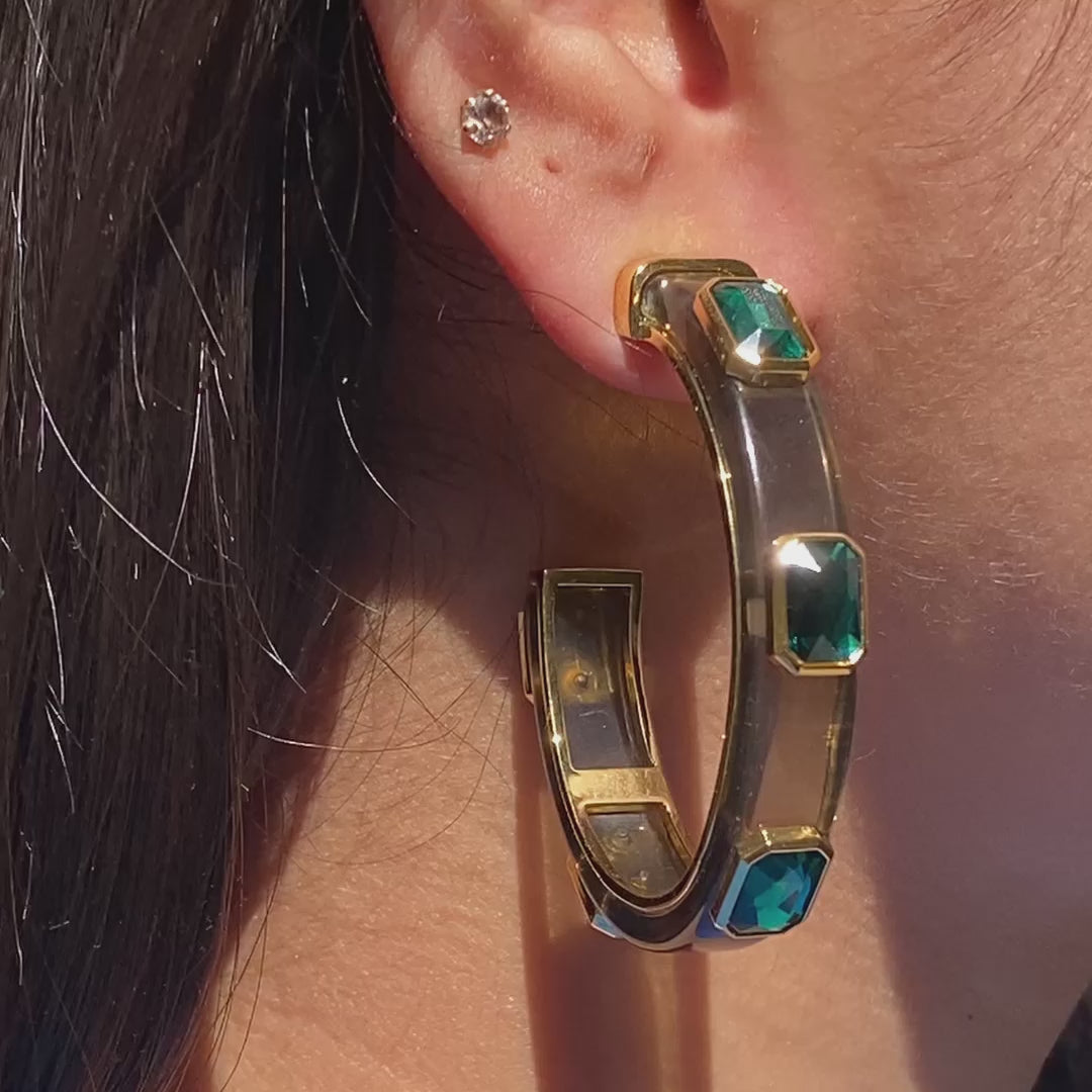 Bougie Green Crystal Hoops
