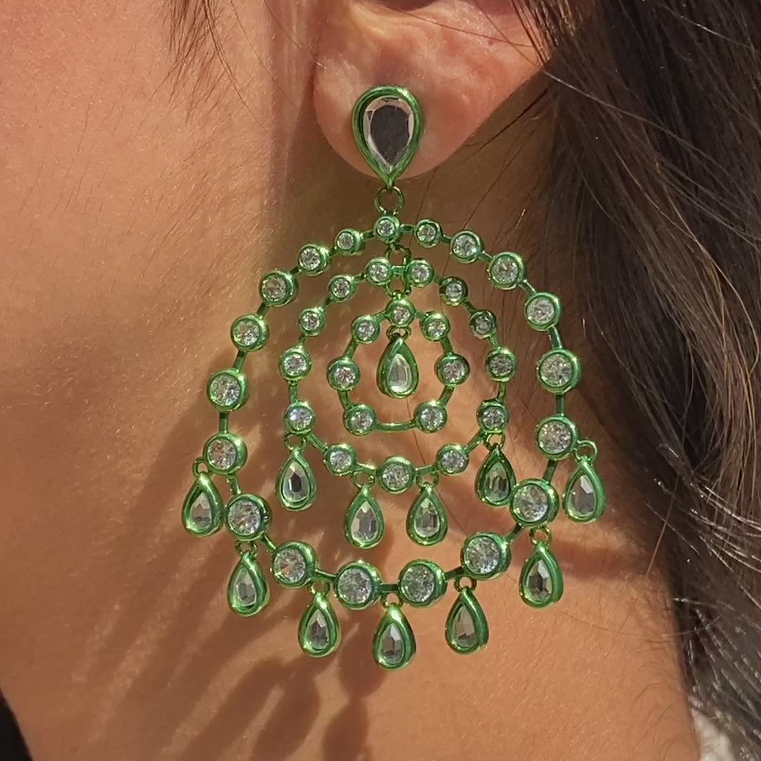 Parakeet Green Chandelier Earrings