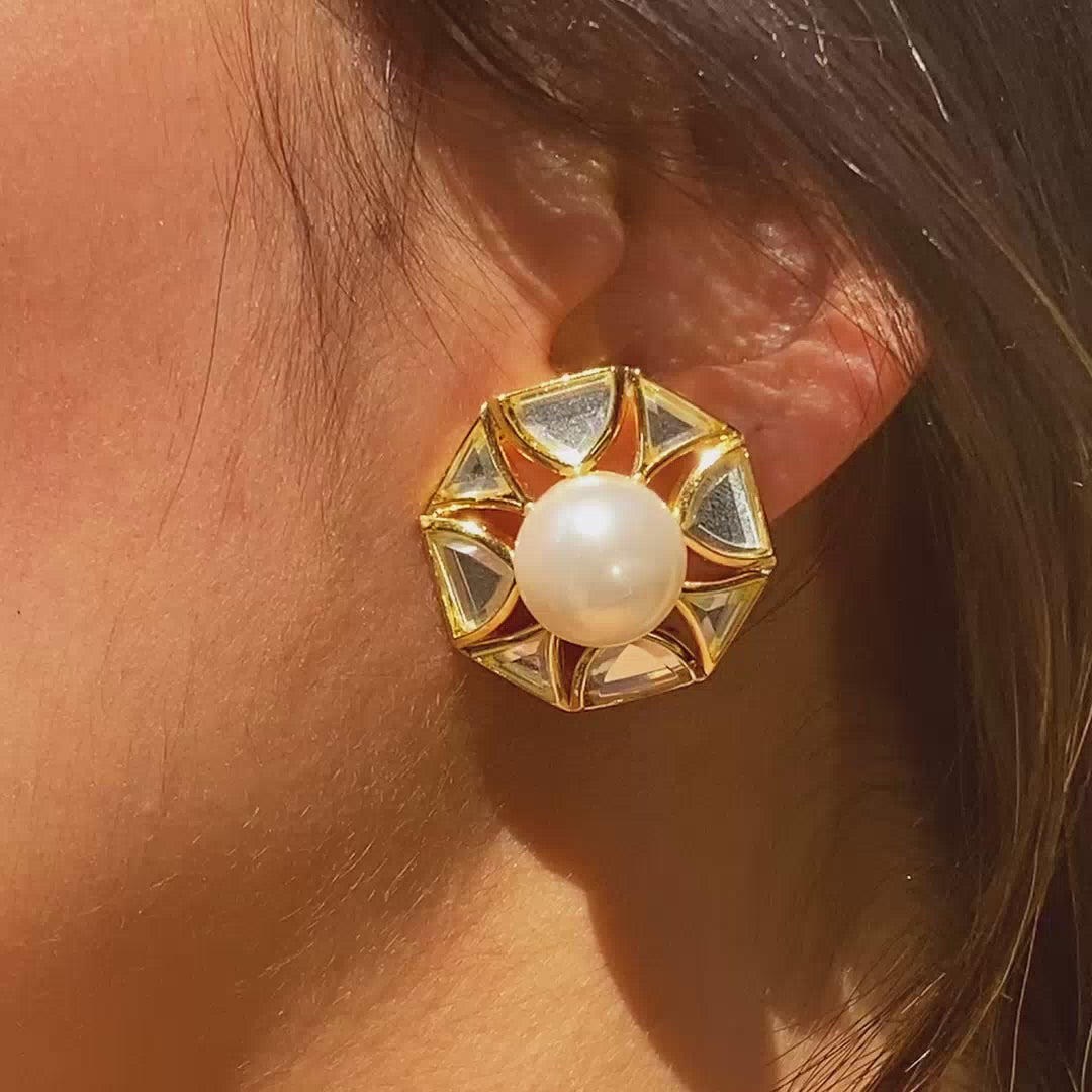 Amara Pearl Octagon Earrings