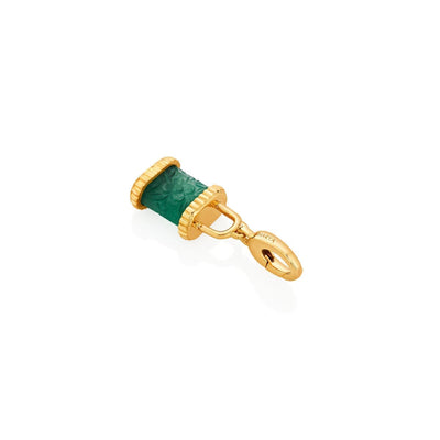 Carved Green Quartz Ribbed Lock Charm - Isharya | Modern Indian Jewelry