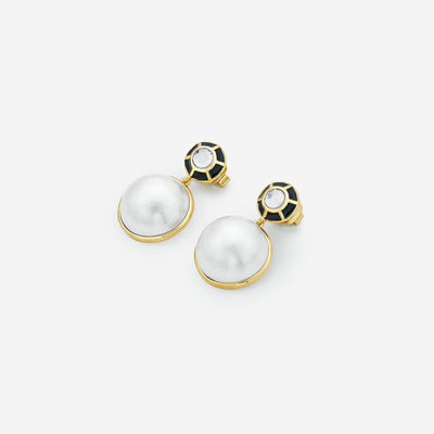 Ayaana Enamel and Pearl Drop Earrings - Isharya | Modern Indian Jewelry