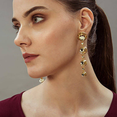 Ayaana Resin & Mirror Long Earrings - Isharya | Modern Indian Jewelry