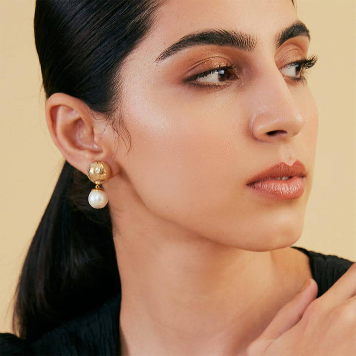 Borderless Filigree & Pearl Earring - Isharya | Modern Indian Jewelry
