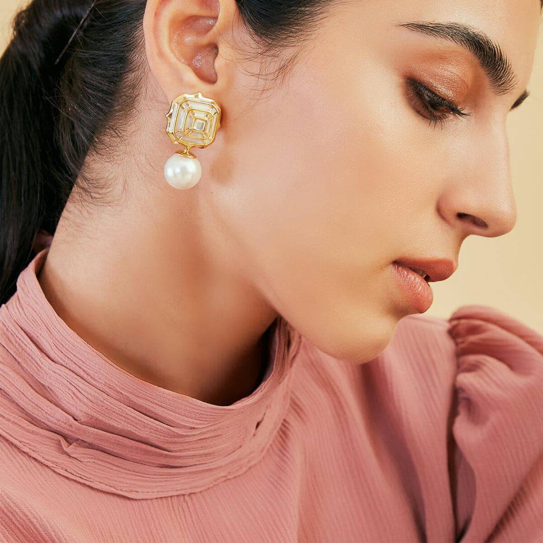 Borderless Hampi Pearl Drop Earring - Isharya | Modern Indian Jewelry