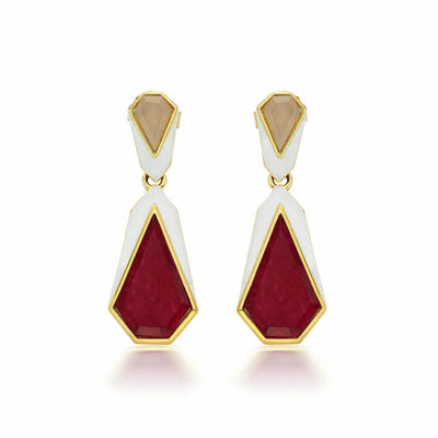 Borderless Pink Quartz Libra Earrings - Isharya | Modern Indian Jewelry