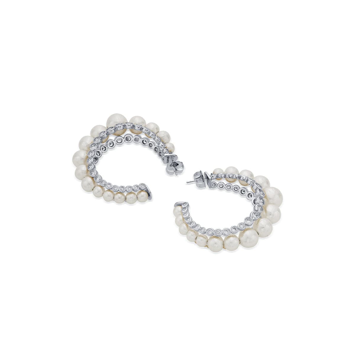 Crystal Pearl Hoop Earrings - Isharya | Modern Indian Jewelry