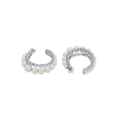 Crystal Pearl Hoop Earrings - Isharya | Modern Indian Jewelry