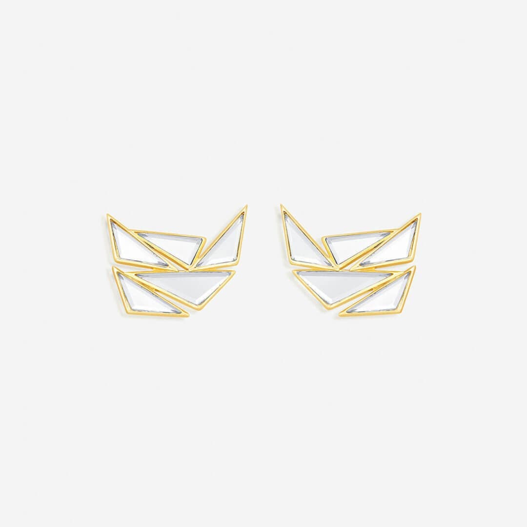 Demi Goddess Mirror Cluster Stud Earrings - Isharya | Modern Indian Jewelry