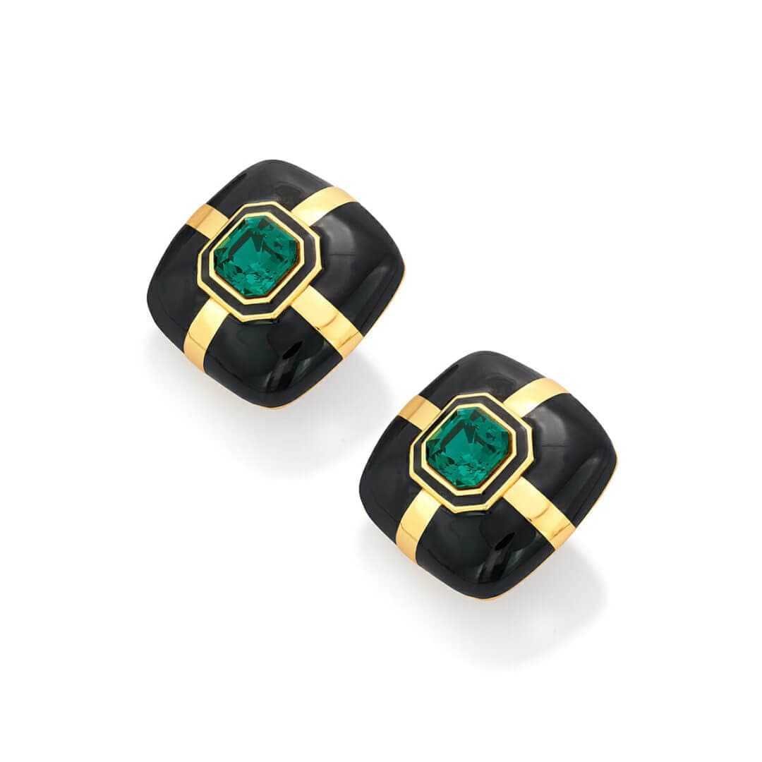 Emma Emerald Stud Earrings - Isharya | Modern Indian Jewelry