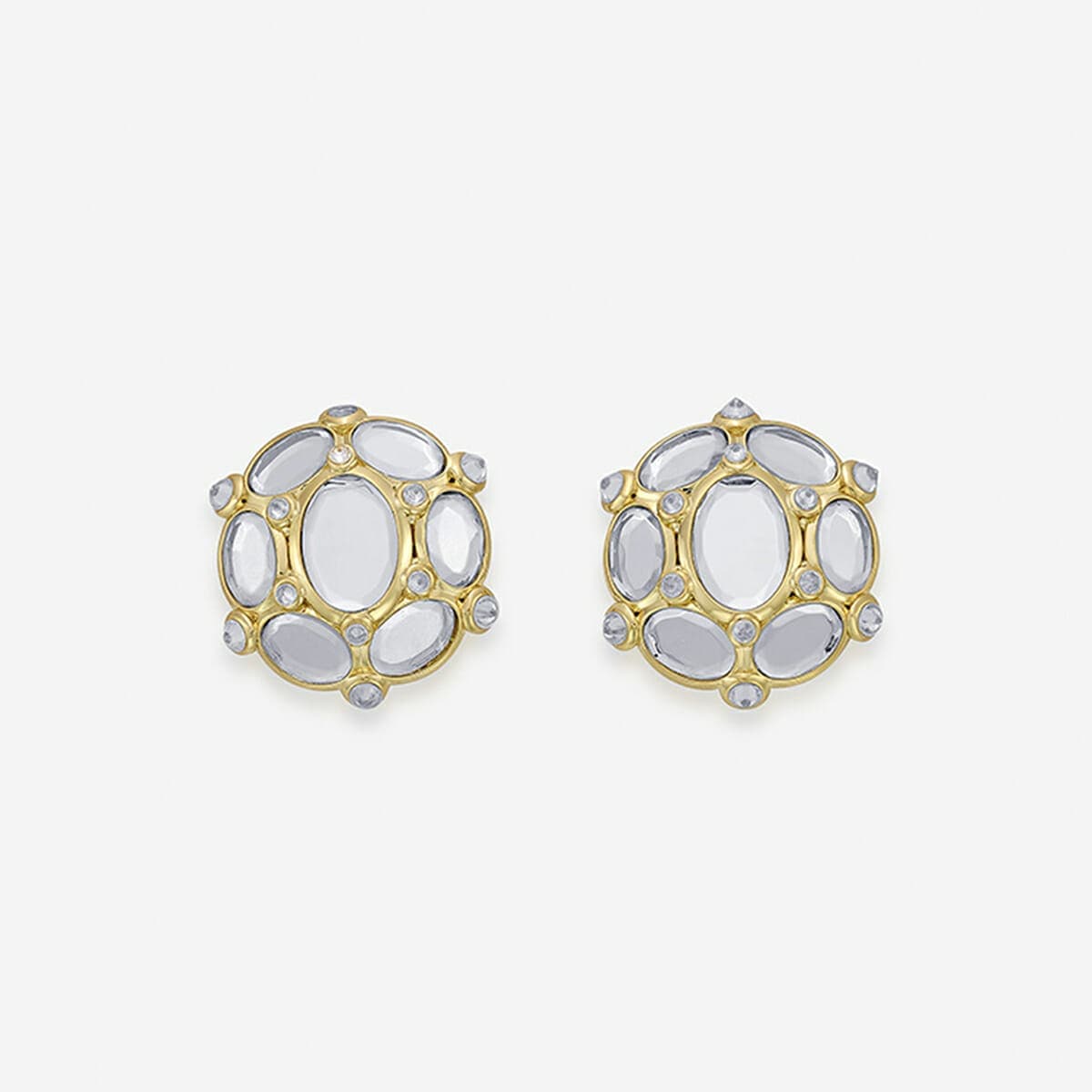 Limelight Oval Mirror Stud Earrings - Isharya | Modern Indian Jewelry