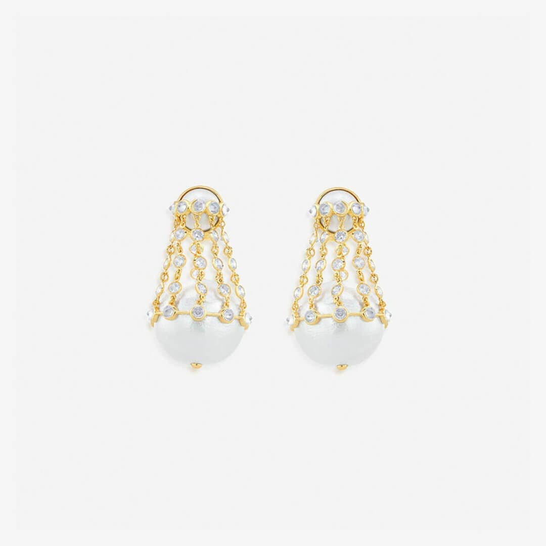 Limelight Pearl & Chain Libra Earrings - Isharya | Modern Indian Jewelry