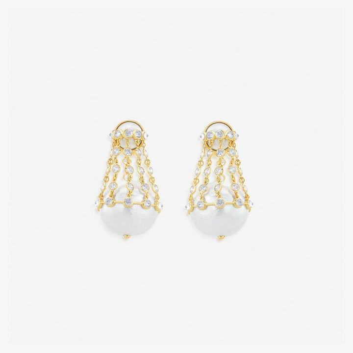 Limelight Pearl & Chain Libra Earrings - Isharya | Modern Indian Jewelry