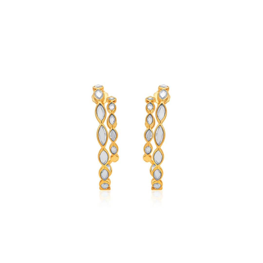 Marquise Mirror Front Spiral Hoop Earrings - Isharya | Modern Indian Jewelry