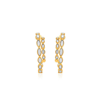 Marquise Mirror Front Spiral Hoop Earrings - Isharya | Modern Indian Jewelry
