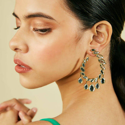 Marquise Mirror Open Oval Earrings - Isharya | Modern Indian Jewelry