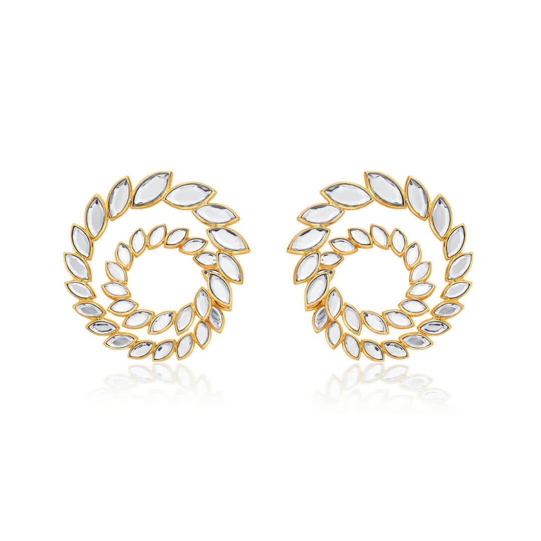 Marquise Mirror Statement Swirl Earrings - Isharya | Modern Indian Jewelry