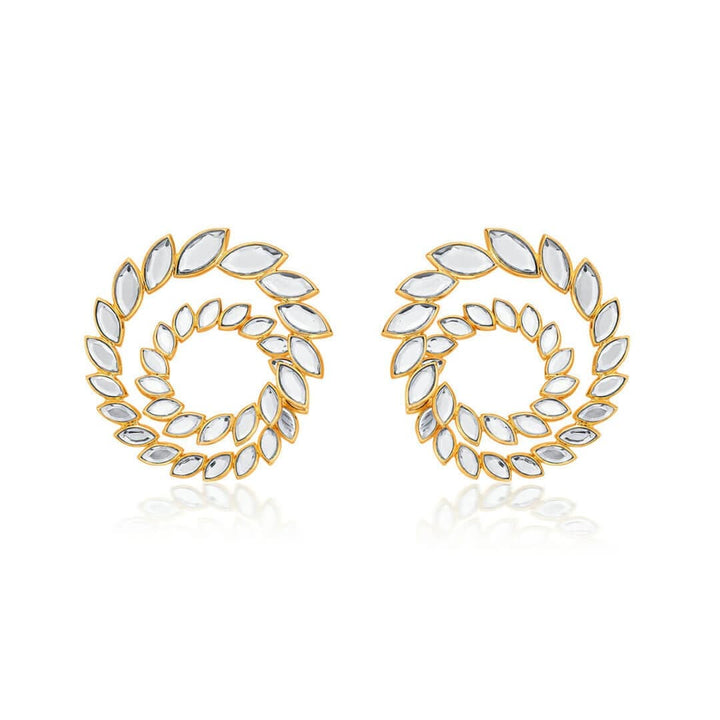 Marquise Mirror Statement Swirl Earrings - Isharya | Modern Indian Jewelry