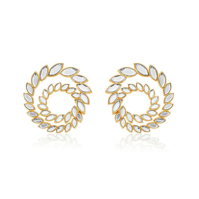 Marquise Mirror Statement Swirl Earrings - Isharya | Modern Indian Jewelry