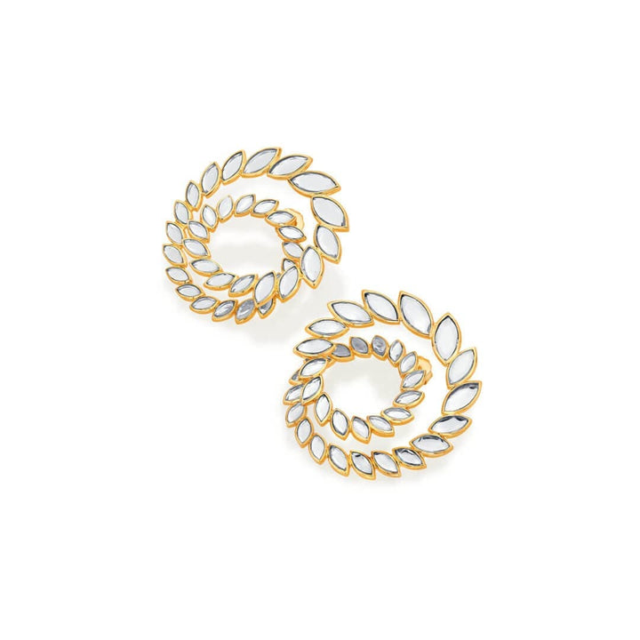 Marquise Mirror Statement Swirl Earrings - Isharya | Modern Indian Jewelry