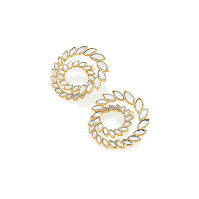 Marquise Mirror Statement Swirl Earrings - Isharya | Modern Indian Jewelry