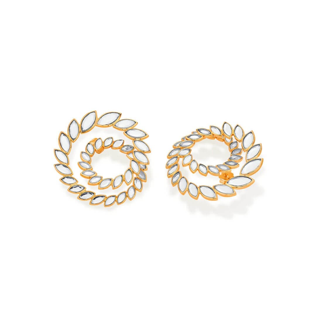 Marquise Mirror Statement Swirl Earrings - Isharya | Modern Indian Jewelry