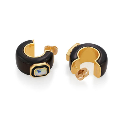 Meraki Black Enamel Resin Earrings - Isharya | Modern Indian Jewelry