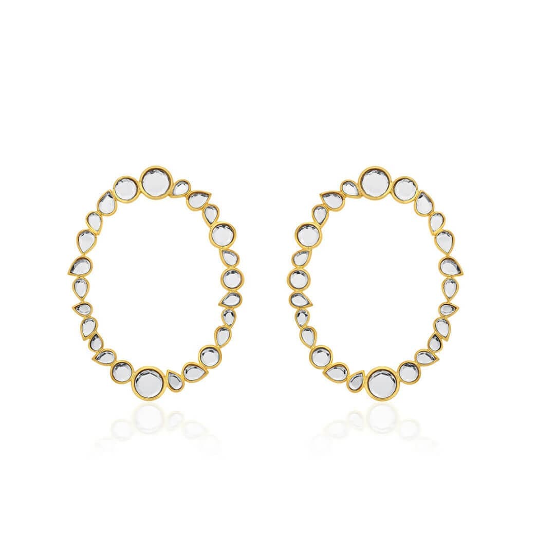 Mirrors on the Move Dancing Mirror Side Hoop Earrings - Isharya | Modern Indian Jewelry