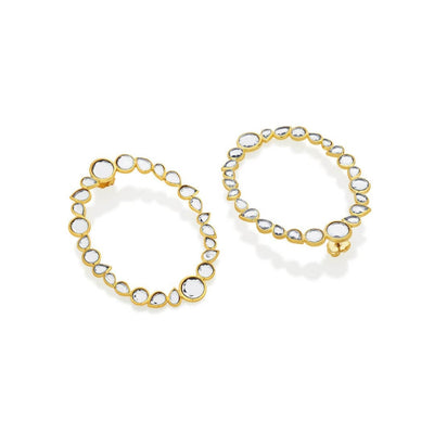 Mirrors on the Move Dancing Mirror Side Hoop Earrings - Isharya | Modern Indian Jewelry