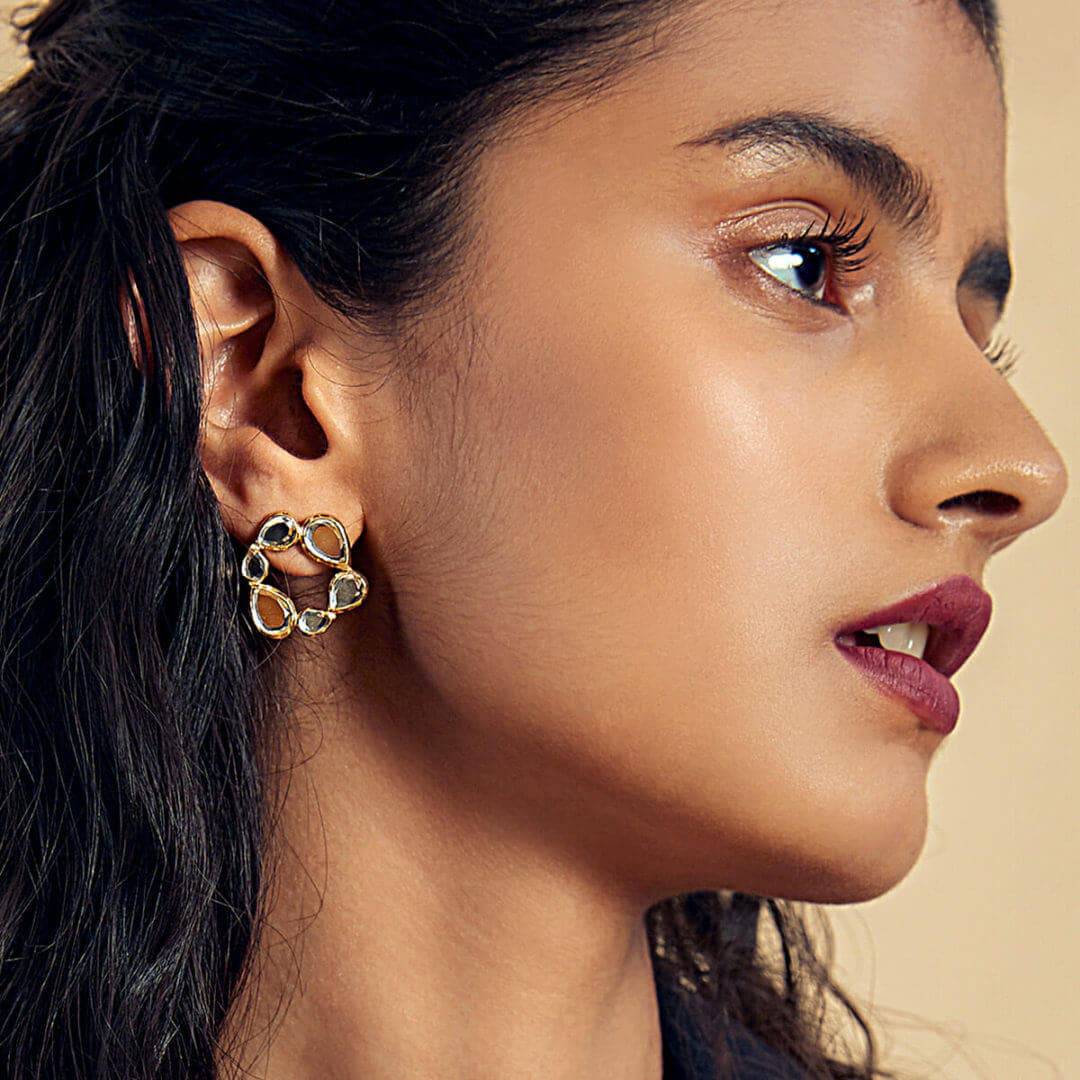 Mirrors on the Move Stud Earrings - Isharya | Modern Indian Jewelry