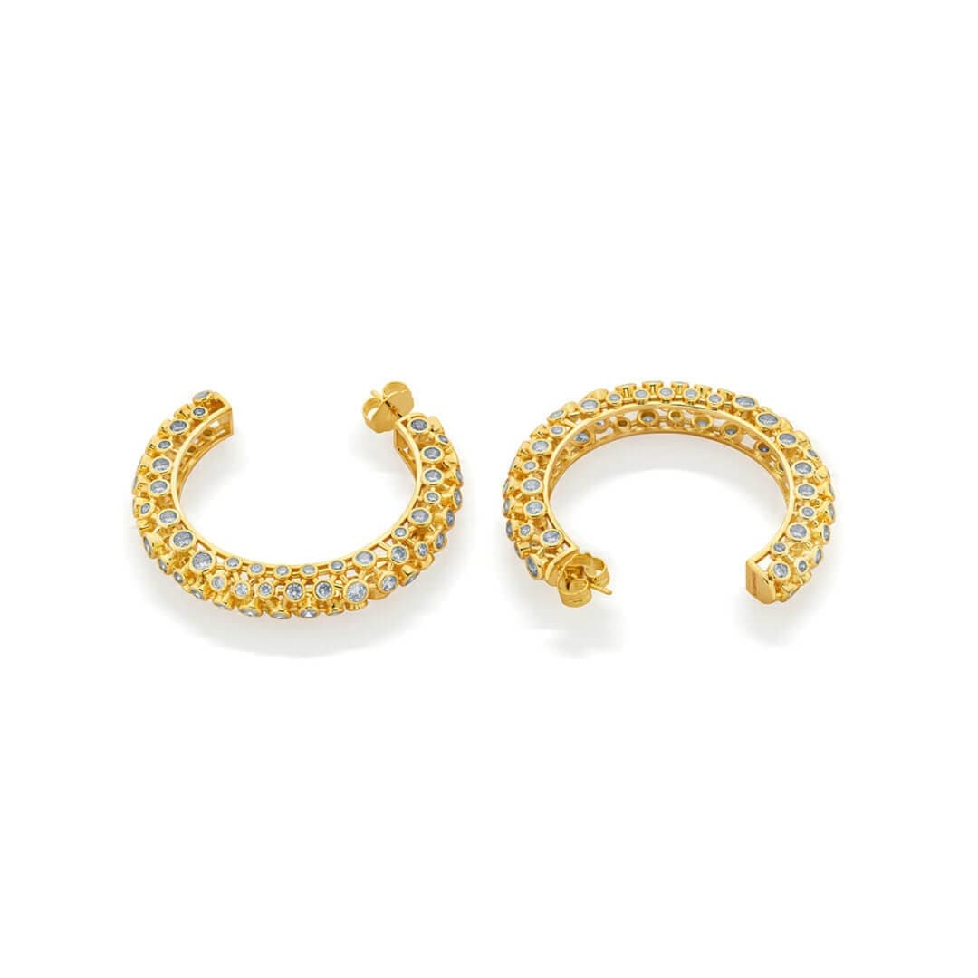Modern Maharani Mirror Tube Hoop Earrings - Isharya | Modern Indian Jewelry