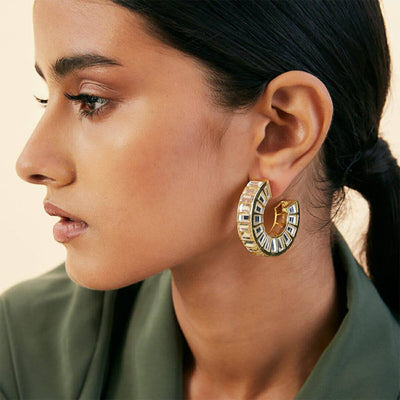 Prism Mirror Front Hoop Earring - Isharya | Modern Indian Jewelry